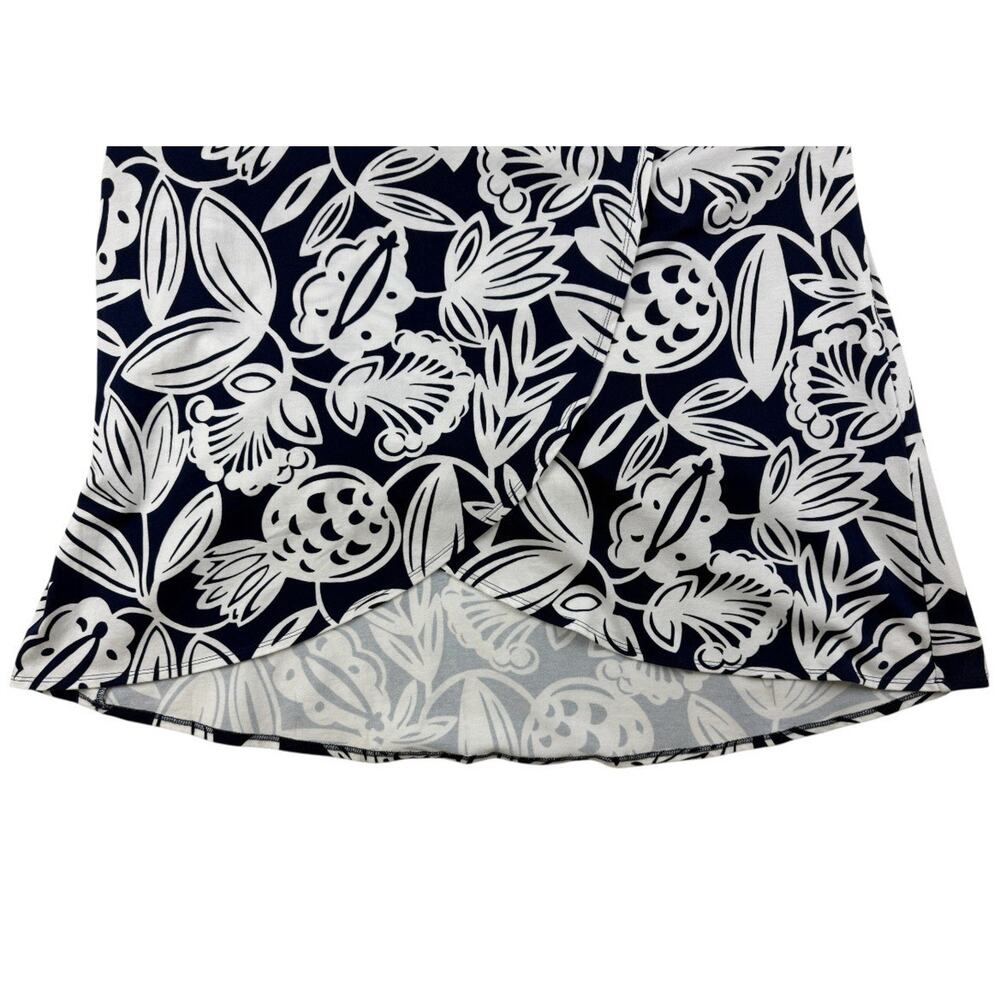 Talbots Dress Faux Wrap Maxi Tank Blue White Botanical Medium Petite Cotton Knit - Picture 10 of 16